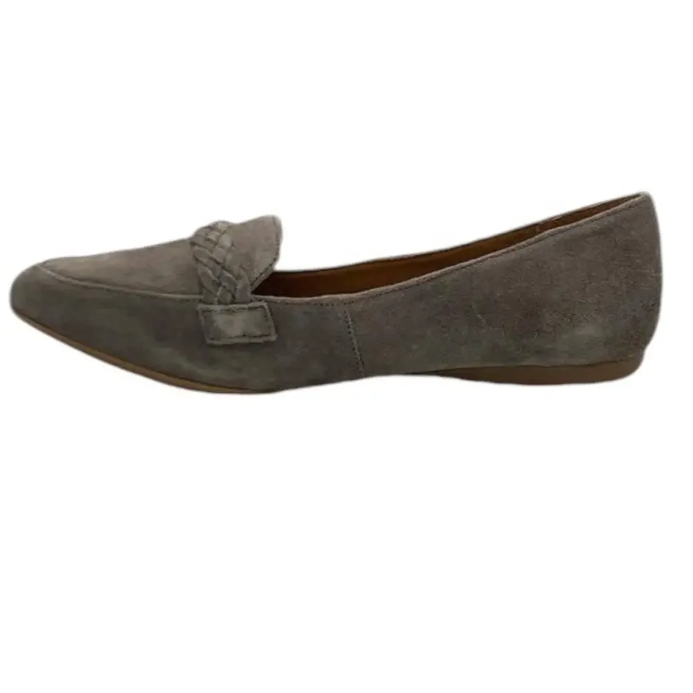 Born Braided Strap Slip-On Suede Loafer Mirror Gray - Size 9.5 Medium